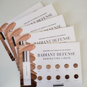 HOST PICK! 5 Pack Rodan + and Fields Radiant Defense Sample Makeup 5 Cards TOTAL